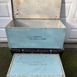 Two Vintage USMIL Surplus Footlockers / Transport Cases