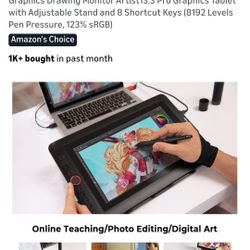 XPPen Drawing Tablet with Screen Full-Laminated Graphics Drawing Monitor Artist13.3 Pro Graphics Tablet with Adjustable Stand and 8 Shortcut Keys (819