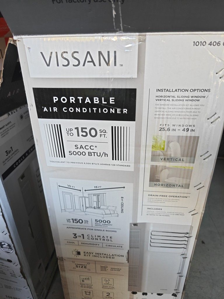 Vissani portable Air Conditioner 150 Square Feet