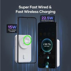 Wireless Portable Charger for Samsung, 5000mAh Ultra Slim Power Bank with Innovative Electric Suction Cup, Compatible with iPhone and Android Cell Pho