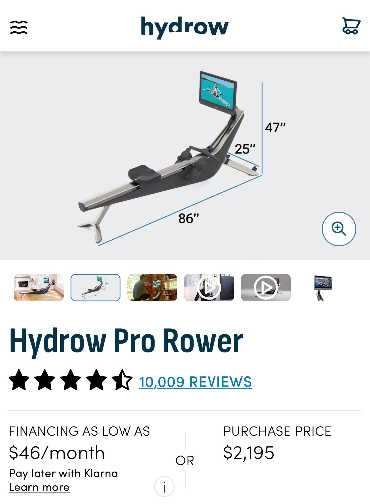 Hydrow Pro Rowing Machine – Like New – $1,200