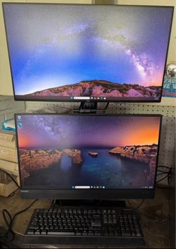 Lenovo 9th Gen Core i5 All in one PC - Vertical Dual Monitor Stand - 24” Display