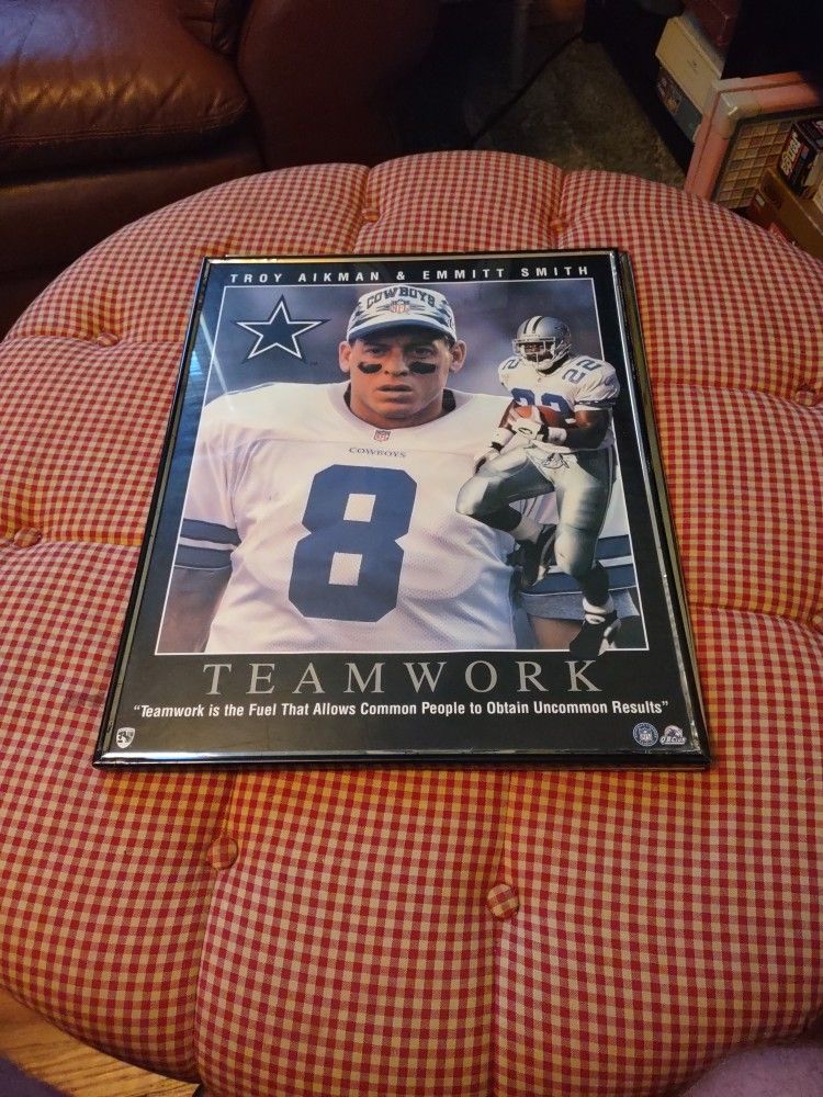 1990s Cowboys - Emmitt Aikman - Teamwork Poster