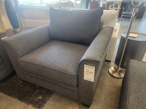 Modern Transitional Chair in Dark Grey tweed like fabric with Black leg
