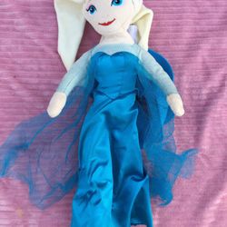 Disney’s Frozen Elsa Plush Doll 19" Plush Toy Stuffed Toy Pillow Blue Dress