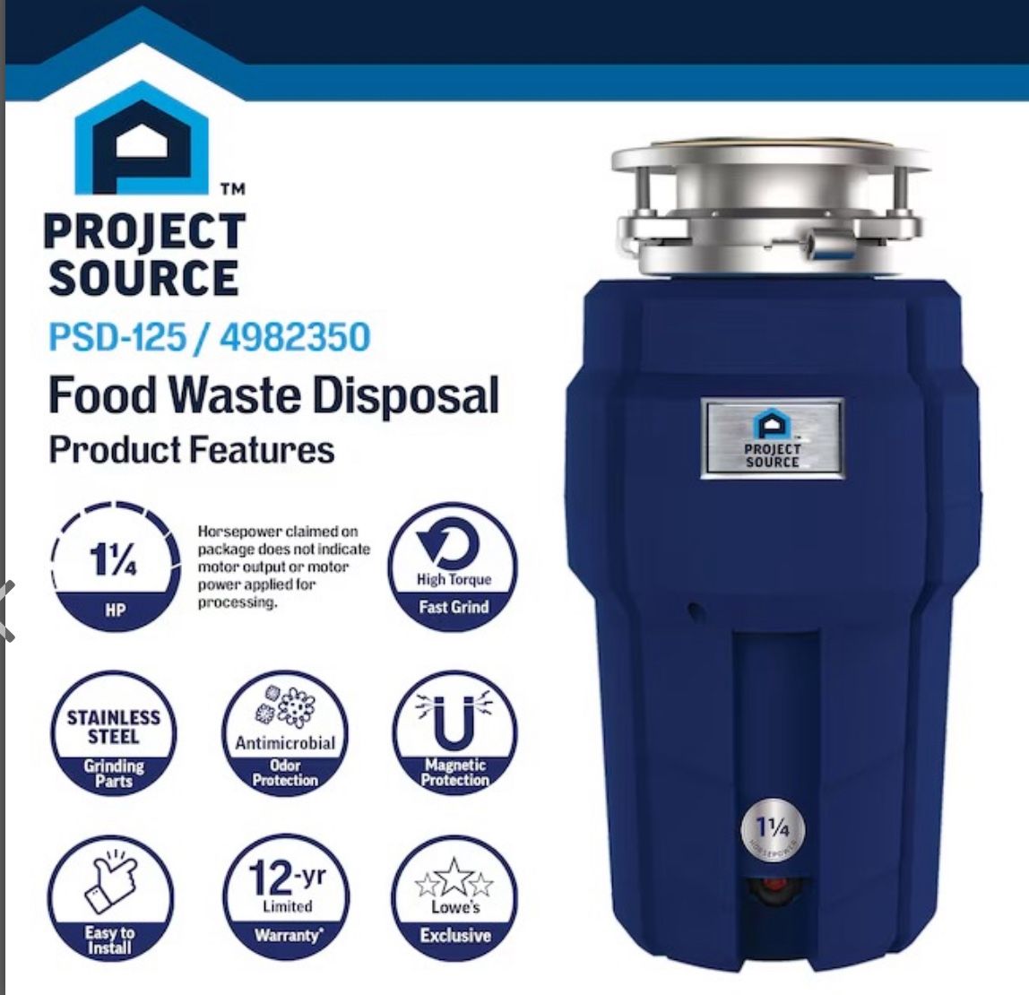 Project Source PSD 125 Garbage Disposal - Thumbnail 3