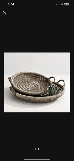Pottery Barn Woven Tray With Handles 