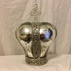 Czech Blown Mercury Glass Crown with Cross