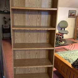 5 Shelf Solid Oak Book Shelf 
