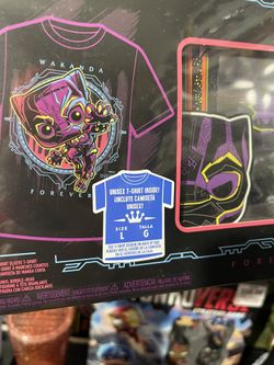Black light Black Panther Funko Target Exclusive Size Large Tee And Pop Bundle