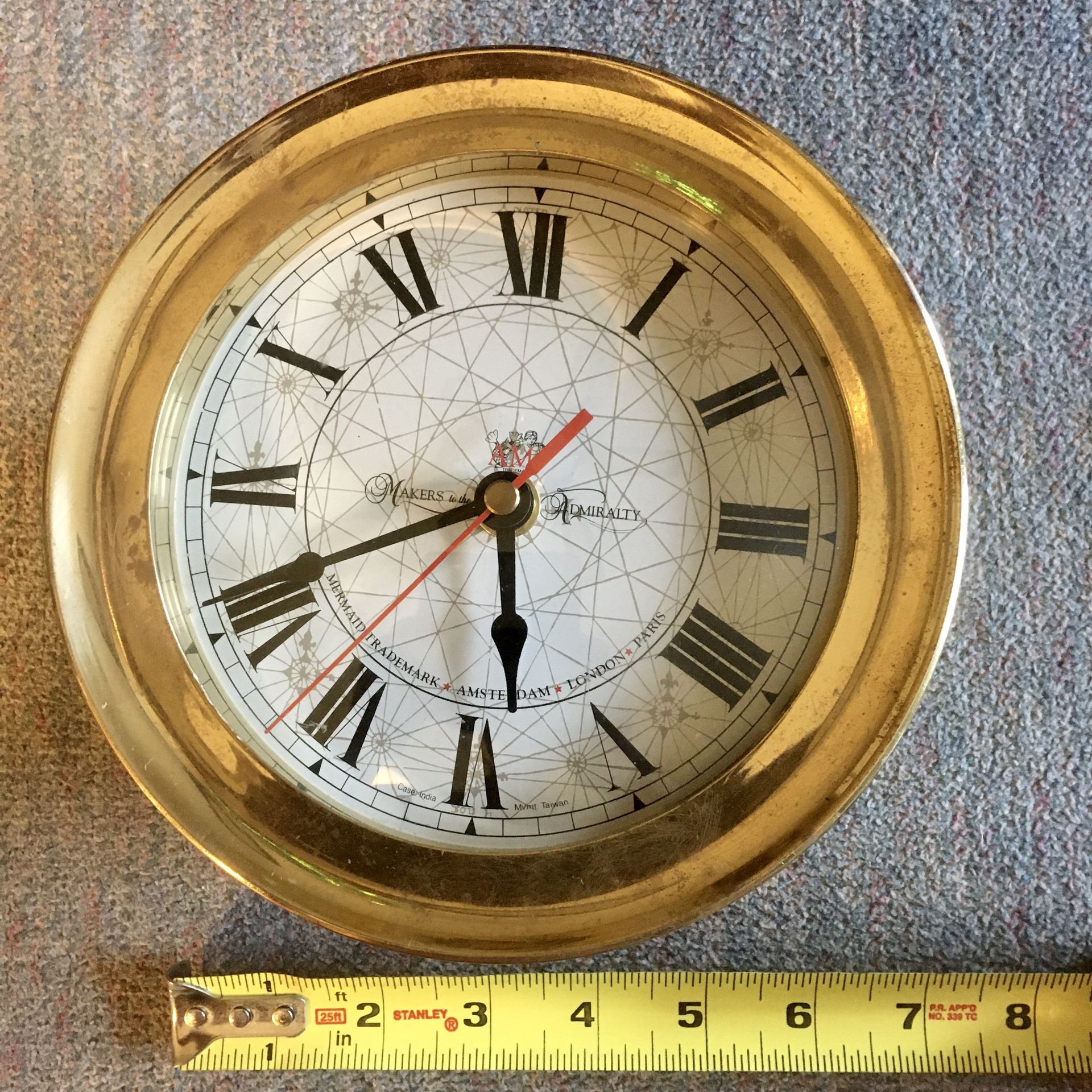 7” Maritime / Nautical / Marine Brass Captain’s Clock