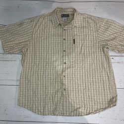 Columbia XCO Mens Sz Large Beige Shirt Button Up Plaid