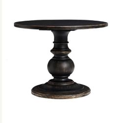 Pottery Barn Dawson Distressed Black Pedestal Table