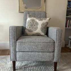 Grey Upholstered Recliner Chair