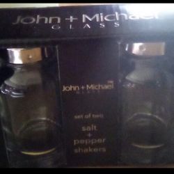New John +Michael salt and pepper shakers made of glass