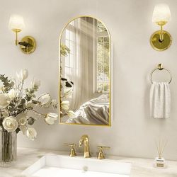 15.7”x29.5” Arched Medicine Cabinet with Mirror Left or Right Opening,Bathroom Medicine Cabinet Wall Mounted,Bathroom Mirror with Storage and A
