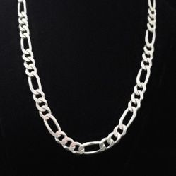 20" x 10mm Heavy Solid Sterling Silver Figaro Chain Link Necklace. Italy, MINT!
