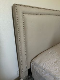 Beige bed frame size full