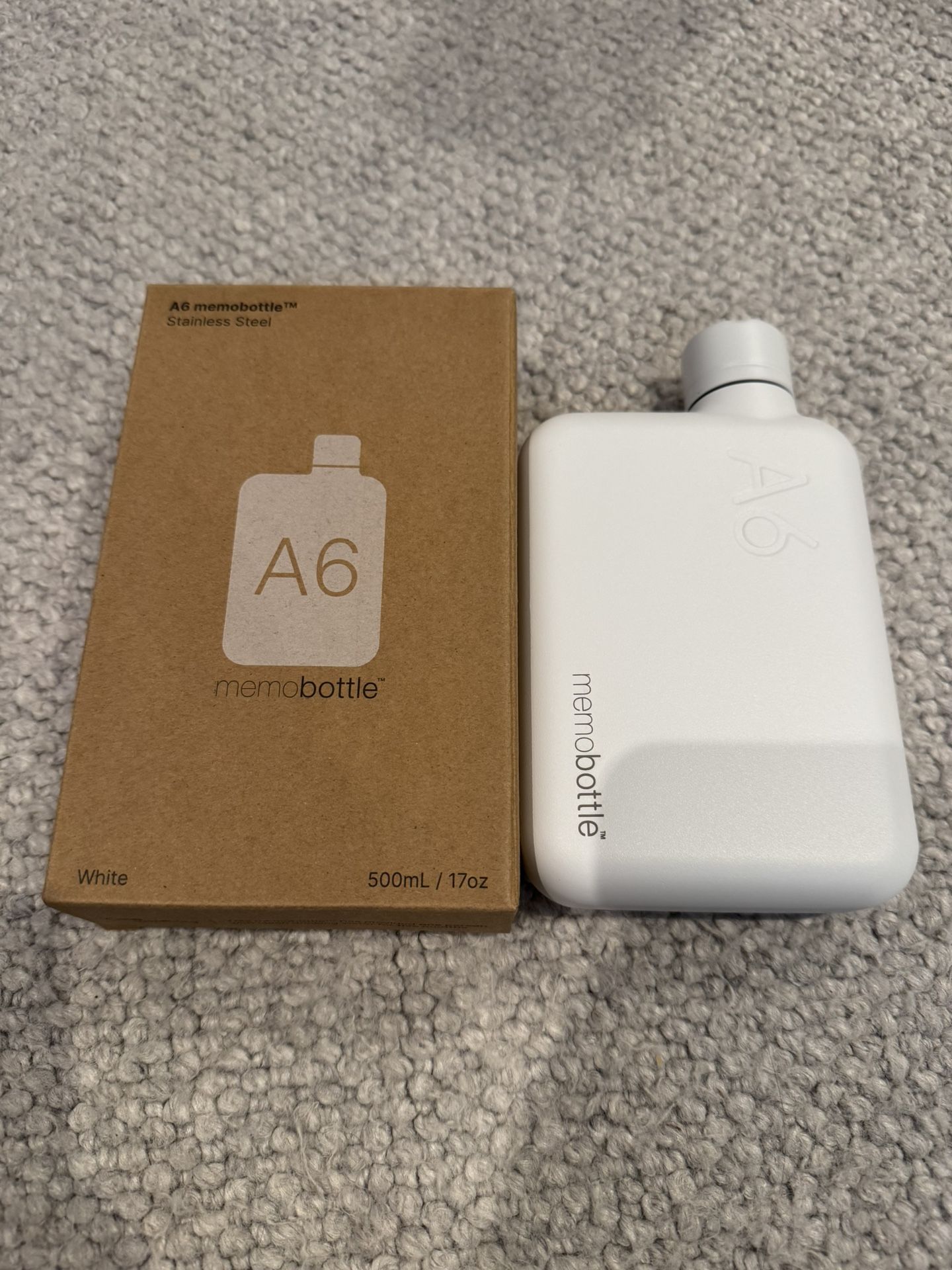 MemoBottle A6 White Stainless Steel Water Bottle (or Flask)