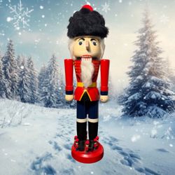Vintage 1980s Large Wooden Nutcracker General With Mini Soldiers, 20.5”  PLEASE NOTE: The first image is an artistic representation; all other photos 