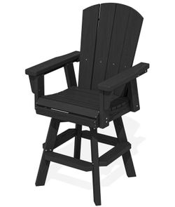SERWALL HDPE Swivel Adirondack Bar Chair, Swivel Outdoor Bar Height Barstools, Balcony Adirondack Chair for Bistro, Poolside, Garden, Black brand new 