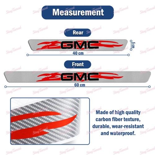 4PCS Carbon Fiber Car Door Scuff Sill Cover Panel Step Protector For GMC -(3-SDSR-GMC-SL