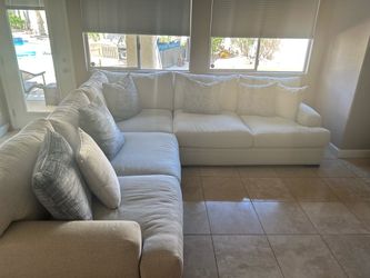 Large White Fabric Sectional Sofa