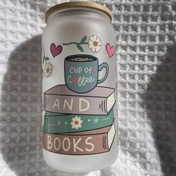 Book Lover Glass Cup With Lid And Straw