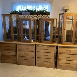 Oak And Glass Display Cases. 