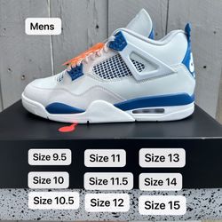 Air Jordan 4 Military Blue Mens Size 9.5 Size 10 Size 10.5 Size 11 Size 11.5 Size 12 Size 13 Size 14 Size 15