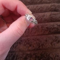 Vintage Ring Ornate Purplish /Pink Sapphire Sterling Silver Rings Women Size 6 1/2 Floral Etched Rings, 925 Asking $100 Obo