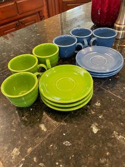 Brand New 12 Pc Homer Laughlin Fiesta Fiestaware 6 Cups + 6 Saucer Sets. $85