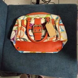 Orange Patterned Coach Purse