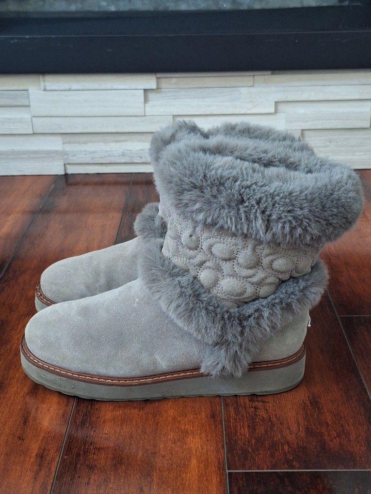 COACH IZZIE BOOT Size 8.5 B - Heather Grey - Style FG4597 in EUC - MSRP $378