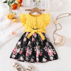 Girls Summer Seeveless Dress Floral Print Clothing 