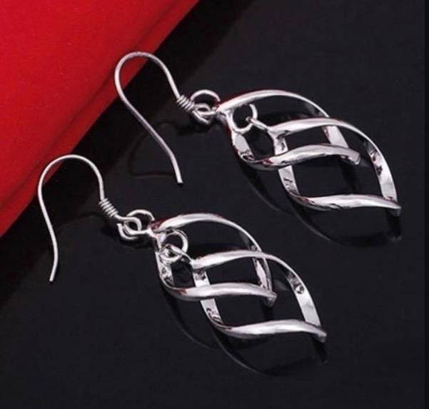 Spiral Silver Plated Drop Earrings