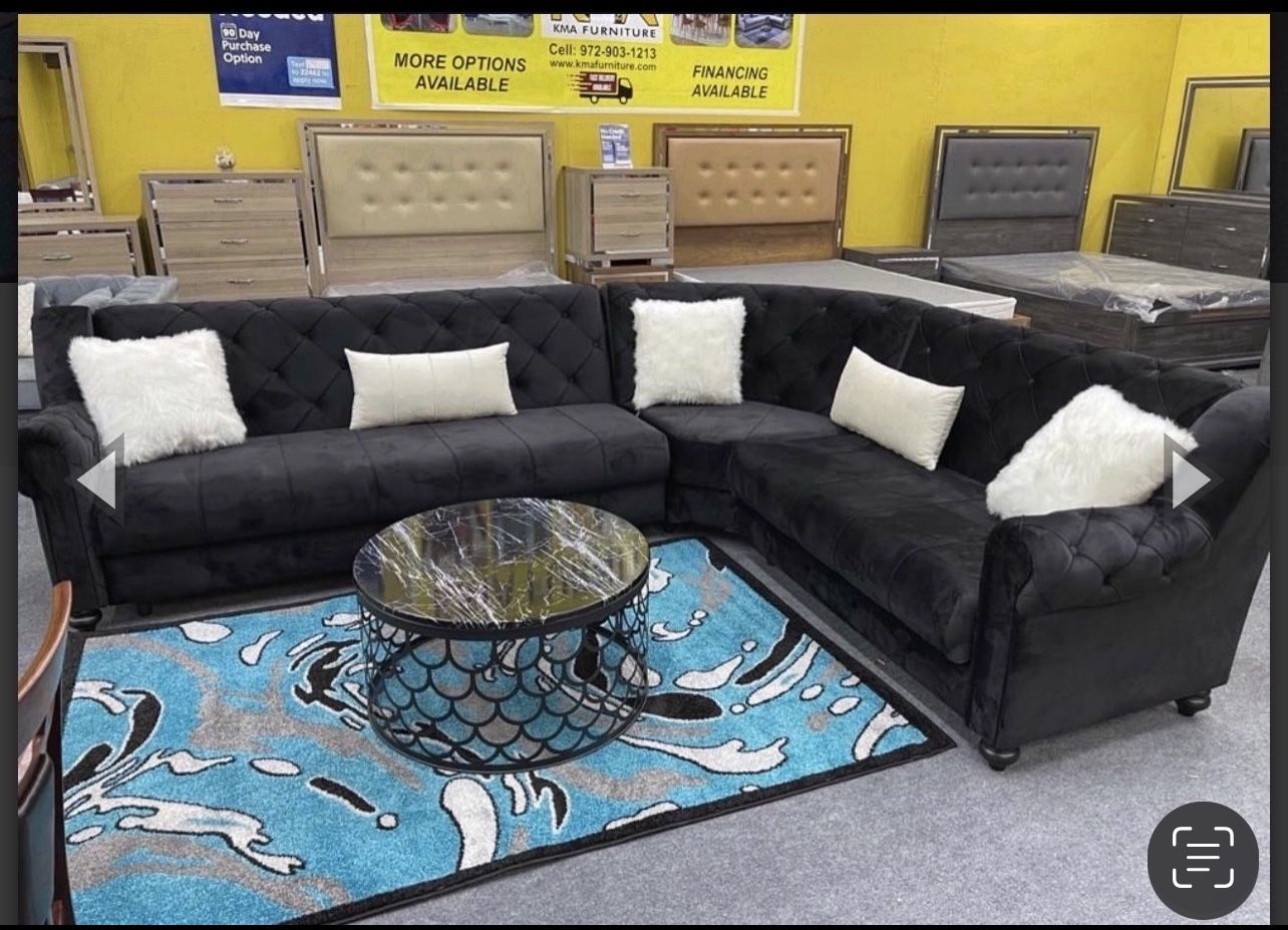 Lauren Velvet Double Chaise Sectional  Free Delivery