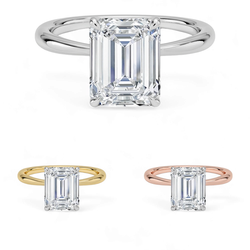 1.00 Carat Solitaire Engagement Ring with IGI Certified Emerald Cut Lab Grown Diamond Includes 14K Yellow, White or Rose Gold Ring.