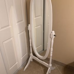 White Bed Frame And White Mirror