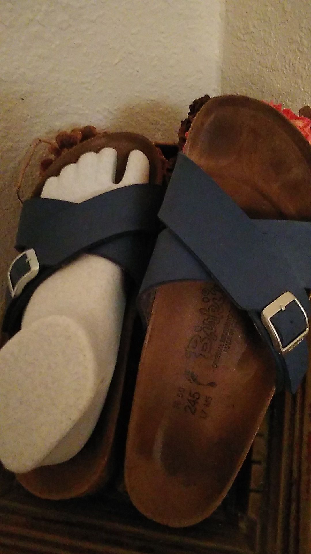 Birkenstocks....blue leather sandals..38/7.....,................ shipping will show when you accept offer.
