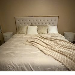 Brand New In Box King  Gold Upholstered Bed 