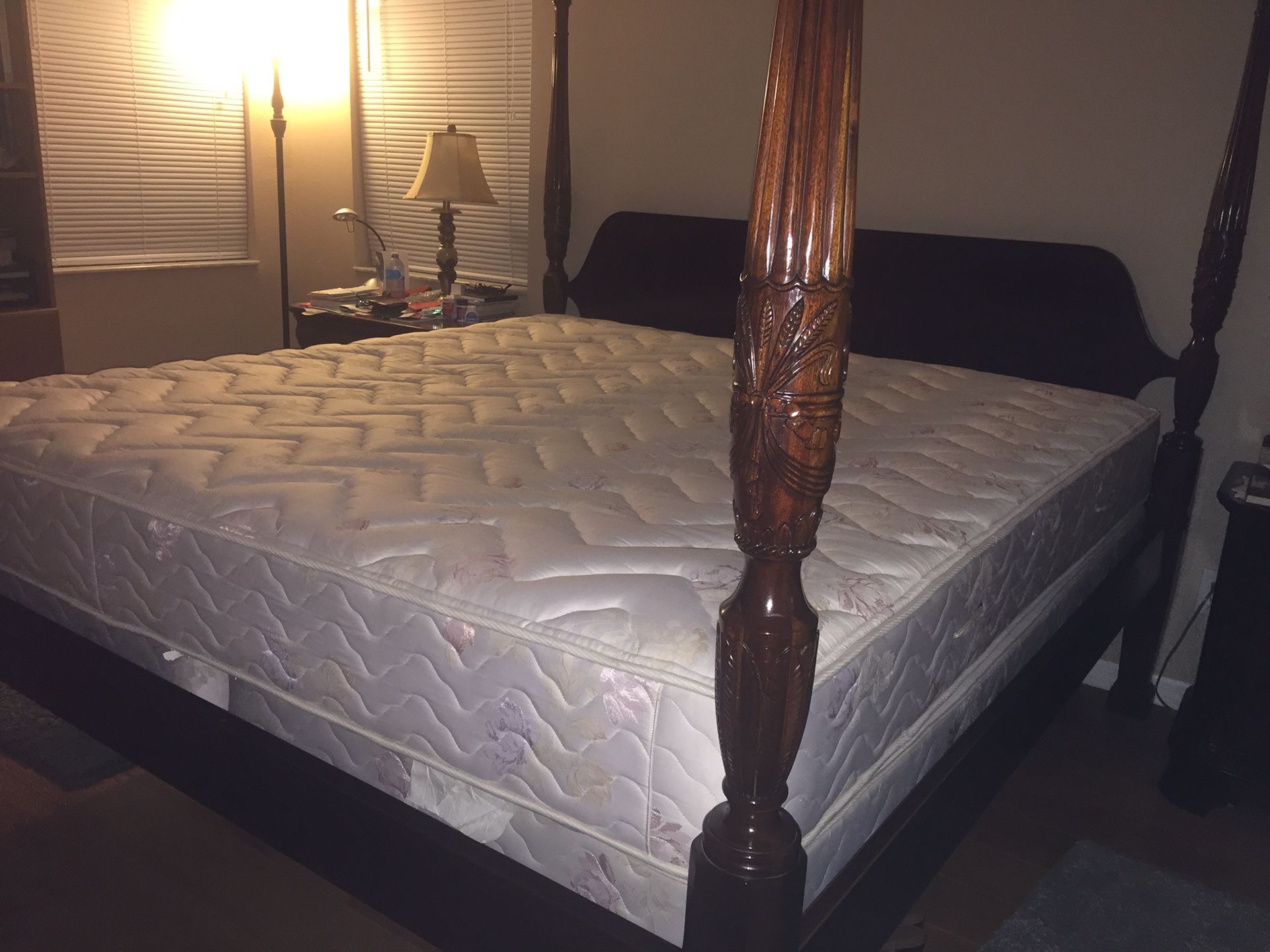 Four Poster King Bed. Does not include mattress.
