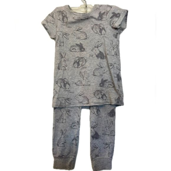 Next Gray Bunny Pattern Kids Pajama Set