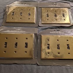 NEW - Baldwin Solid Brass Triple Toggle Switch Wall Plate - (4)