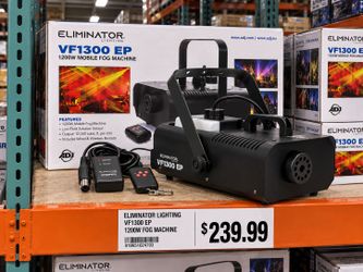 Eliminator Lighting VF1300 EP 1200W Mobile Fog Machine Wireless Remote Control VEP5R 2.3L Tank 12000 CFM Water Based Smoke Pump DJ Club Stage Effect