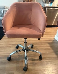Pink Velvet Rolling Accent/Desk Chair