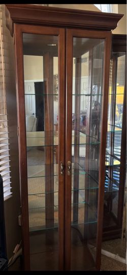 Wood and Glass Curio Display Cabinet