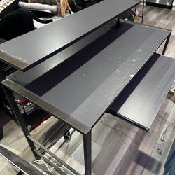 2 Tier Desk with Keyboard Tray, Outlett/USB ports, LED Strip