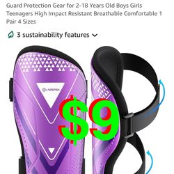 Shin Guards Soccer Kids Youth, CE Certified Airsfish Shin Guard Protection Gear for 2-18 Years Old Boys Girls Teenagers High Impact Resista