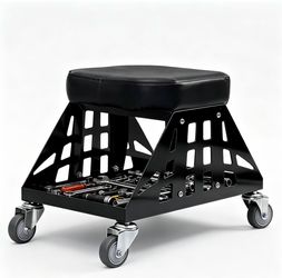 Rolling Shop Stool with Wheels, Heavy Duty Garage Mechanic Stool Chair Rolling Shop Seat [400 LBS Capacity] Work Stool Creeper Seat with Storage Tray 